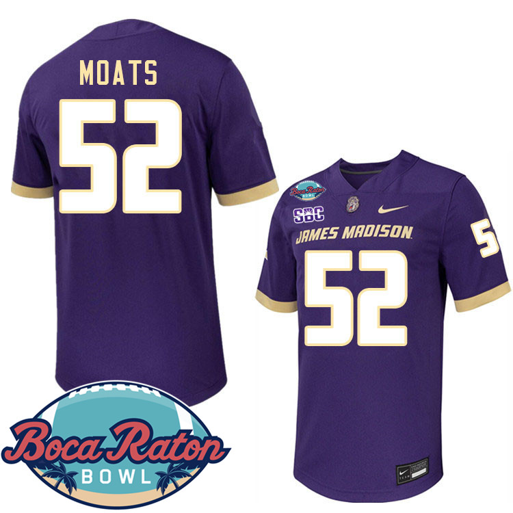 #52 Arthur Moats James Madison Dukes 2024 Boca Raton Bowl Jersey-Purple